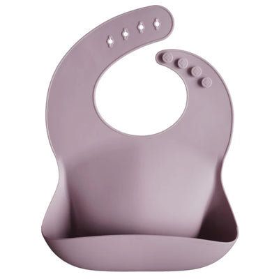 Babador De Silicone Infantil Mushie Pale Mauve - Design Ajustável