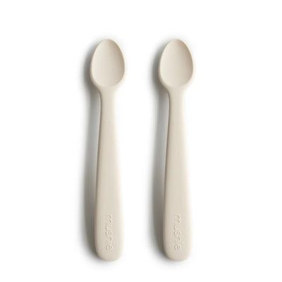 Kit de Colheres Infantil Mushie Ivory - Silicone Seguro e Macio